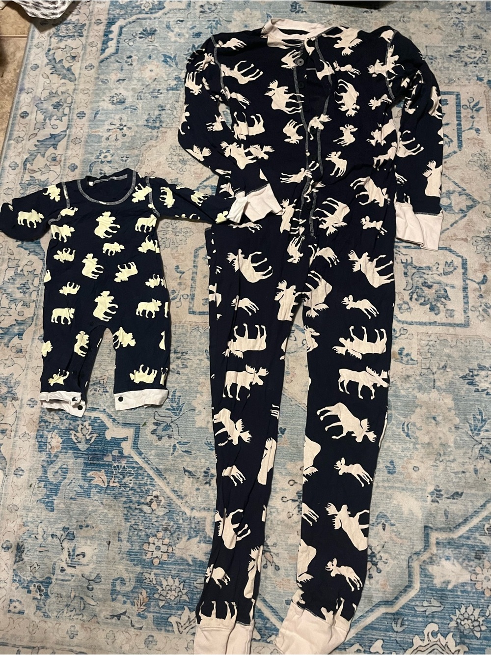 Kids Navy Moose Print Pajamas - Brand: